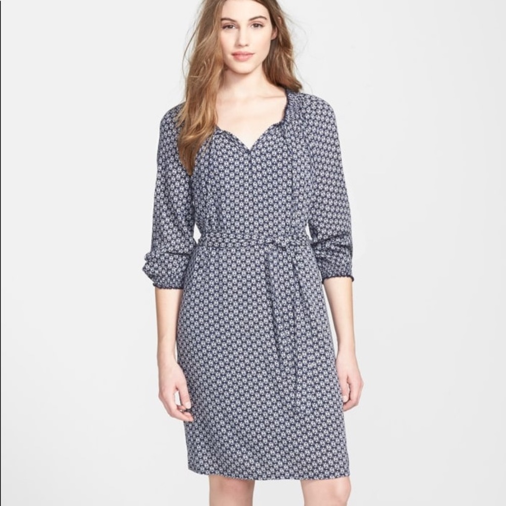 Lightweight blue and white dress.